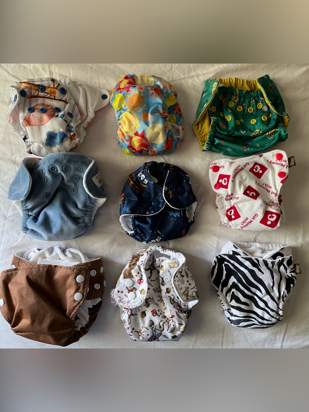 Newborn Cloth Diaper Lot of 9 Esembly Grovia Lil Joey AIO All In Ones